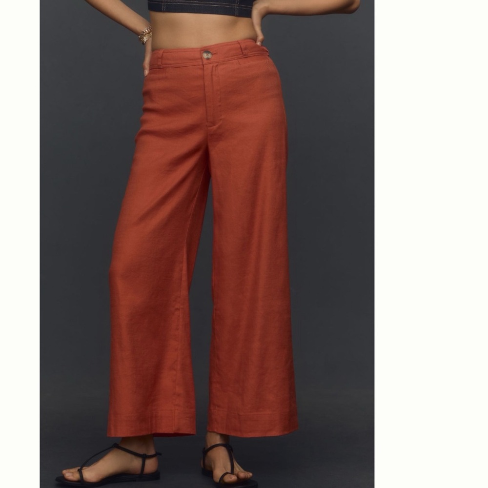 Anthropologie The Ettie High-Rise Crop Wide-Leg Pants by Maeve: Linen Edition 27 - Picture 2 of 9
